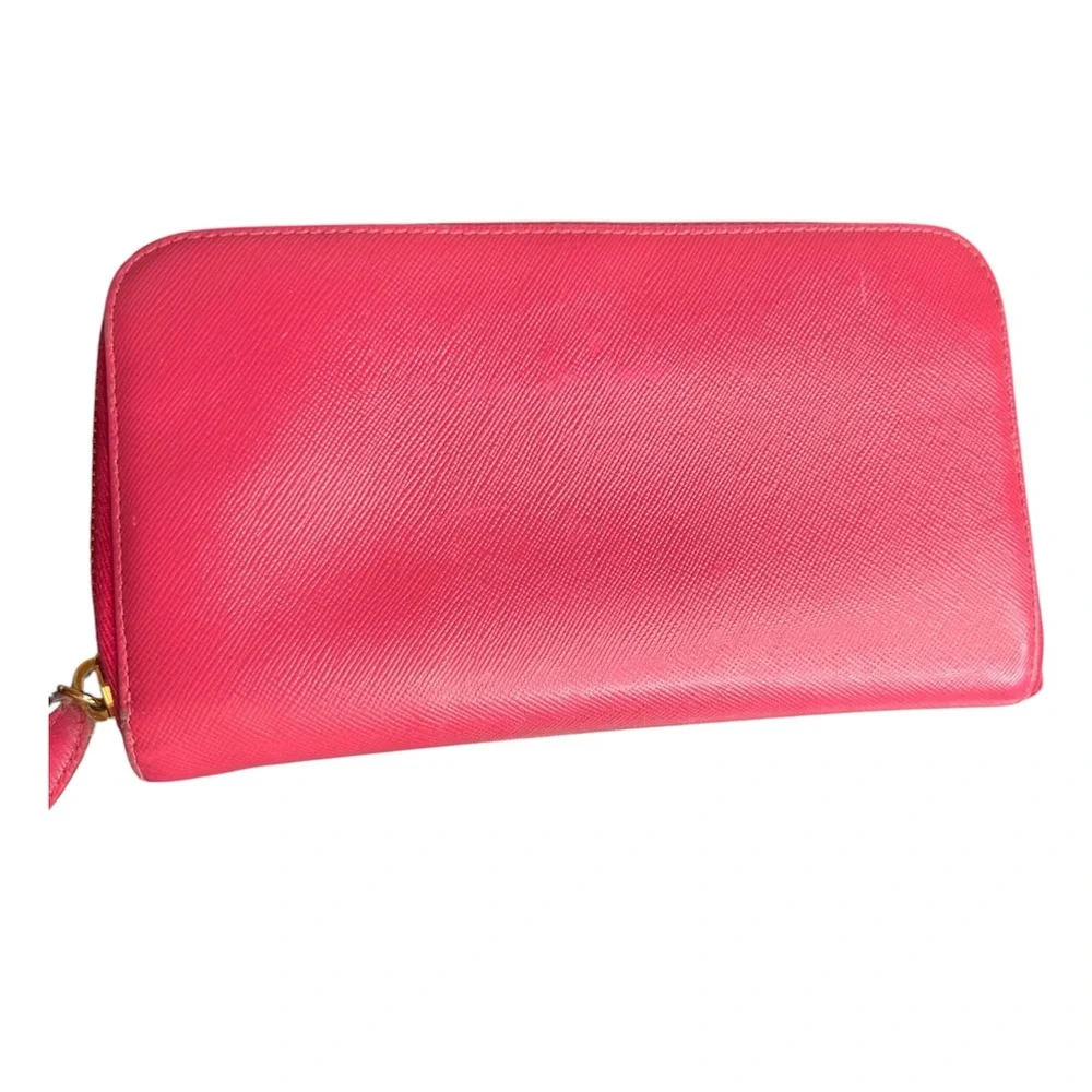 Prada Saffiano Bow Leather Zip Wallet